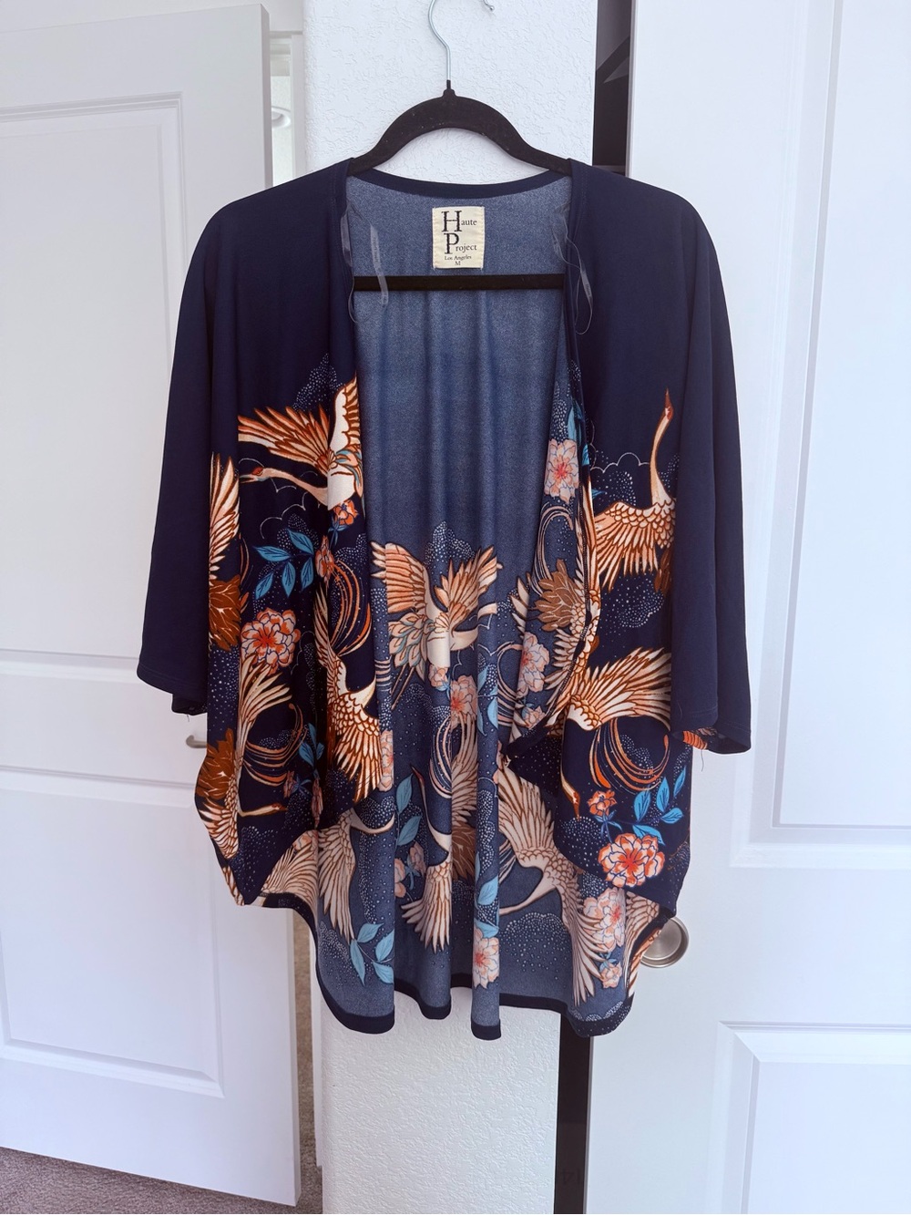 H Project Navy Crane Floral Kimono Cardigan 💙